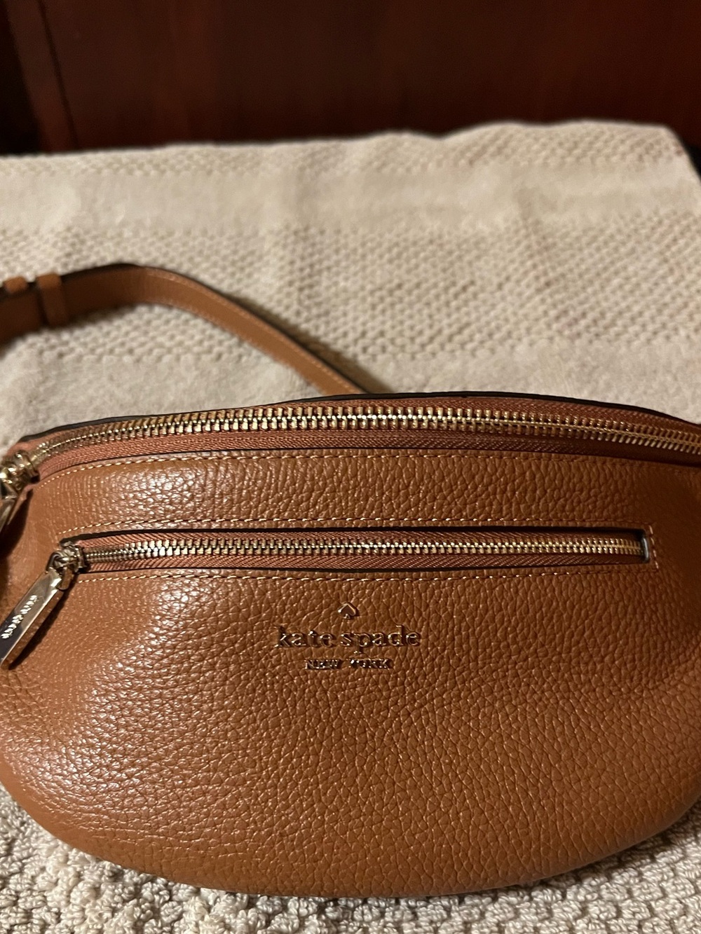 kate spade Pebbled Leather Tan Crossbody Belt Bag